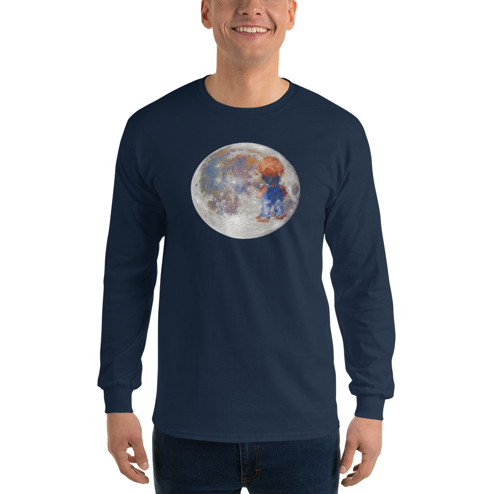 Lunar Plumber Hero Astrophotography Tee — Navy front view