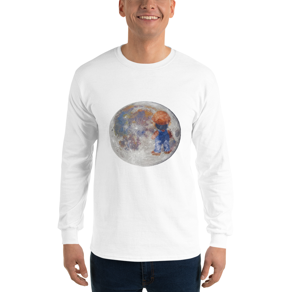 Lunar Plumber Hero Astrophotography Tee — Men's Long Sleeve Tee — white front view