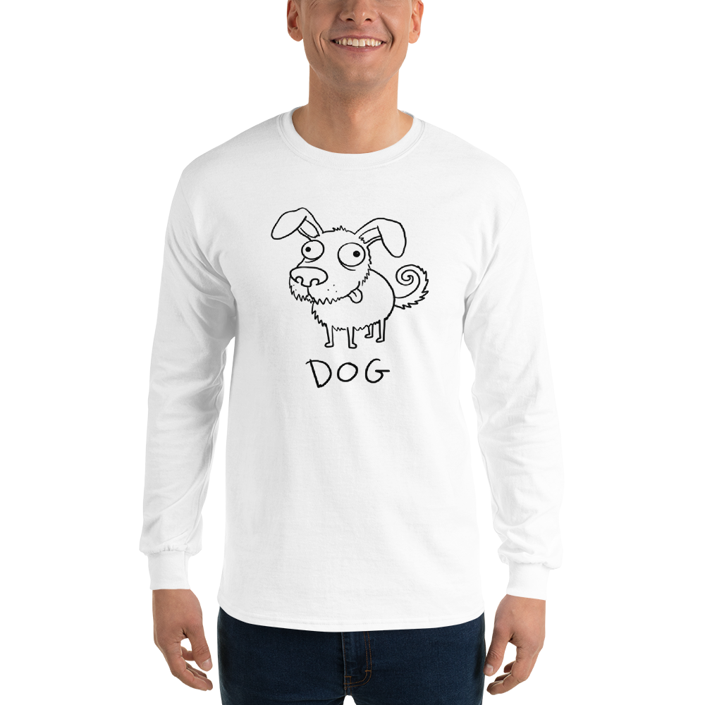 Bad Drawing Of A Dog Funny Doodle Tee — white front view