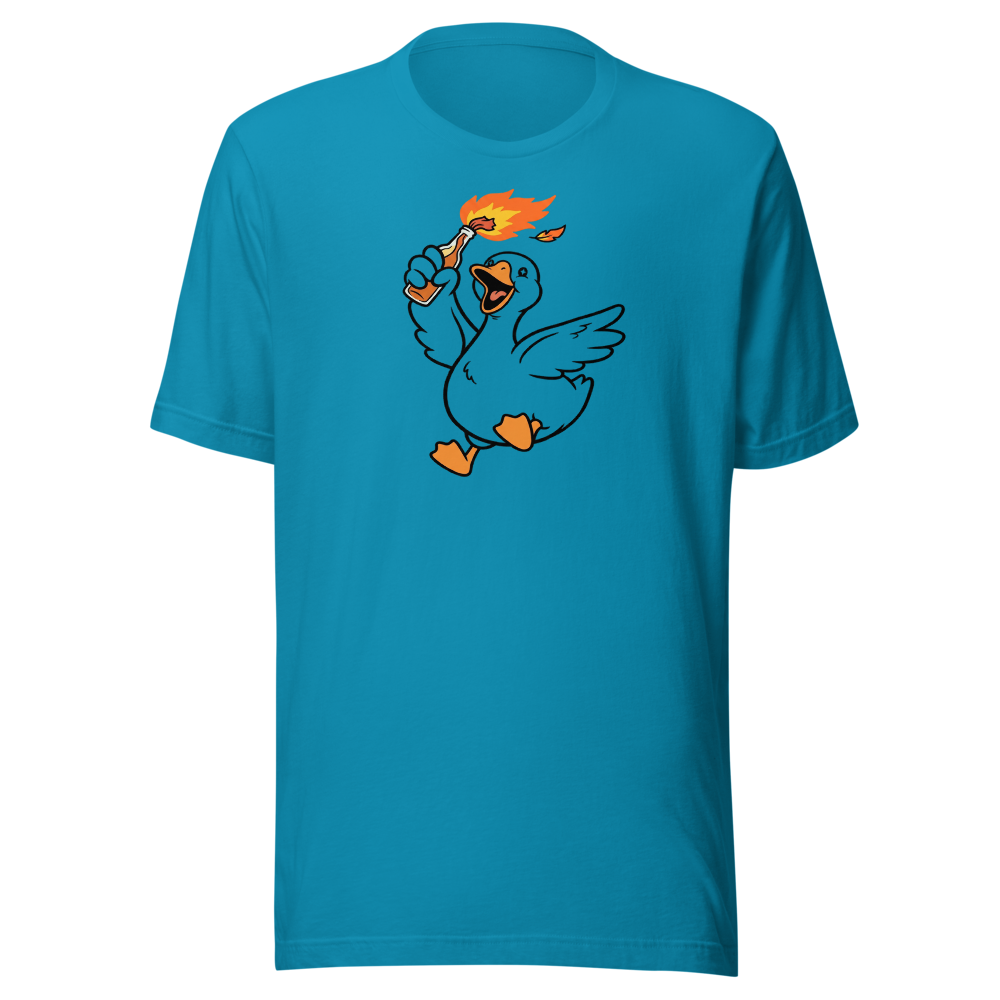 Feral Honking Bird Chaos Riot Graphic Tee — Men's Premium Tee — aqua front view