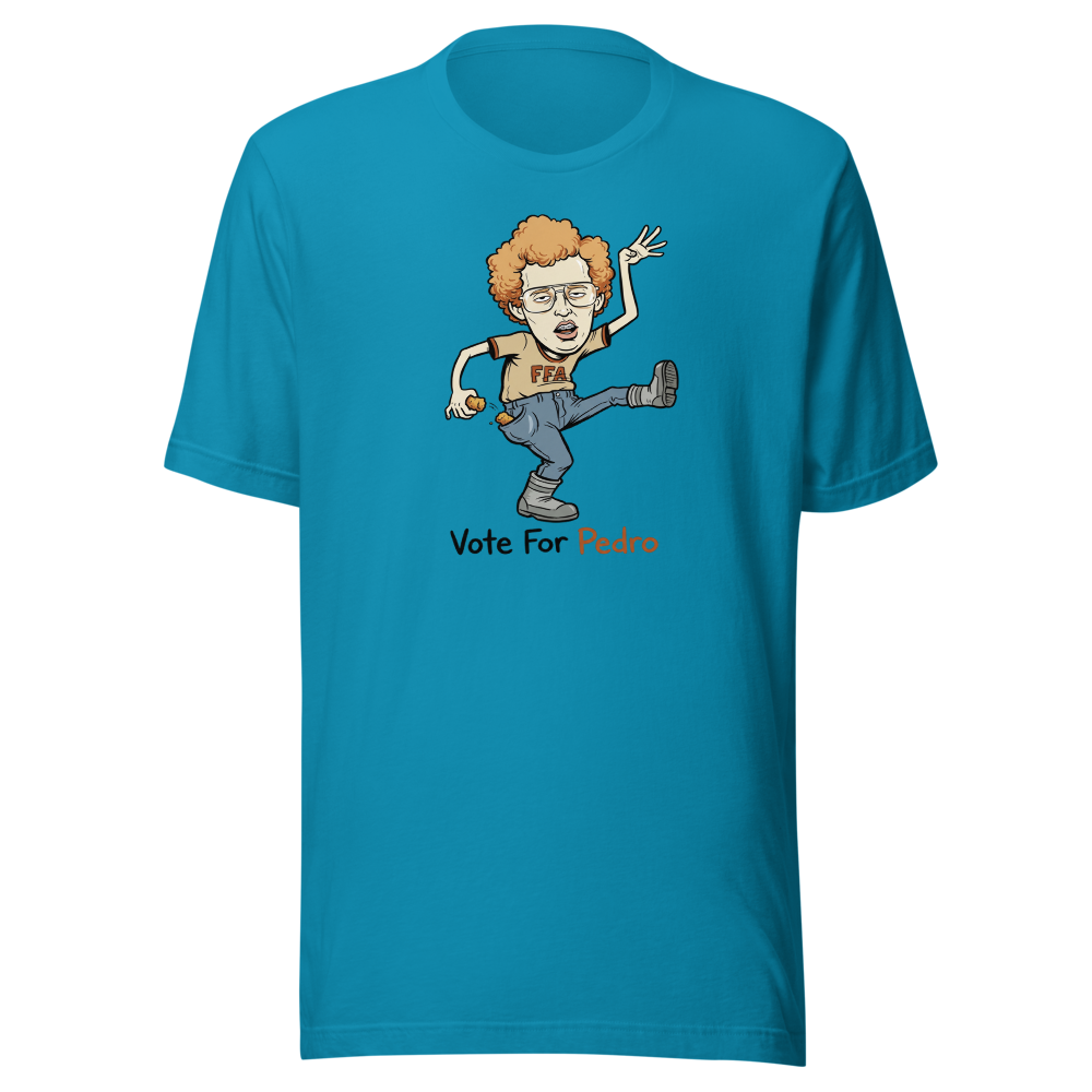 Awkward Dance Nerd Tater Tot Cult Comedy Tee â€” Aqua front view