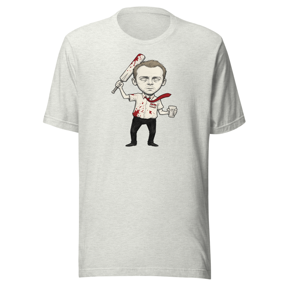 Deadpan Pub Hero Cricket Bat Zombie Sketch Tee — Men's Premium Tee — ash front view