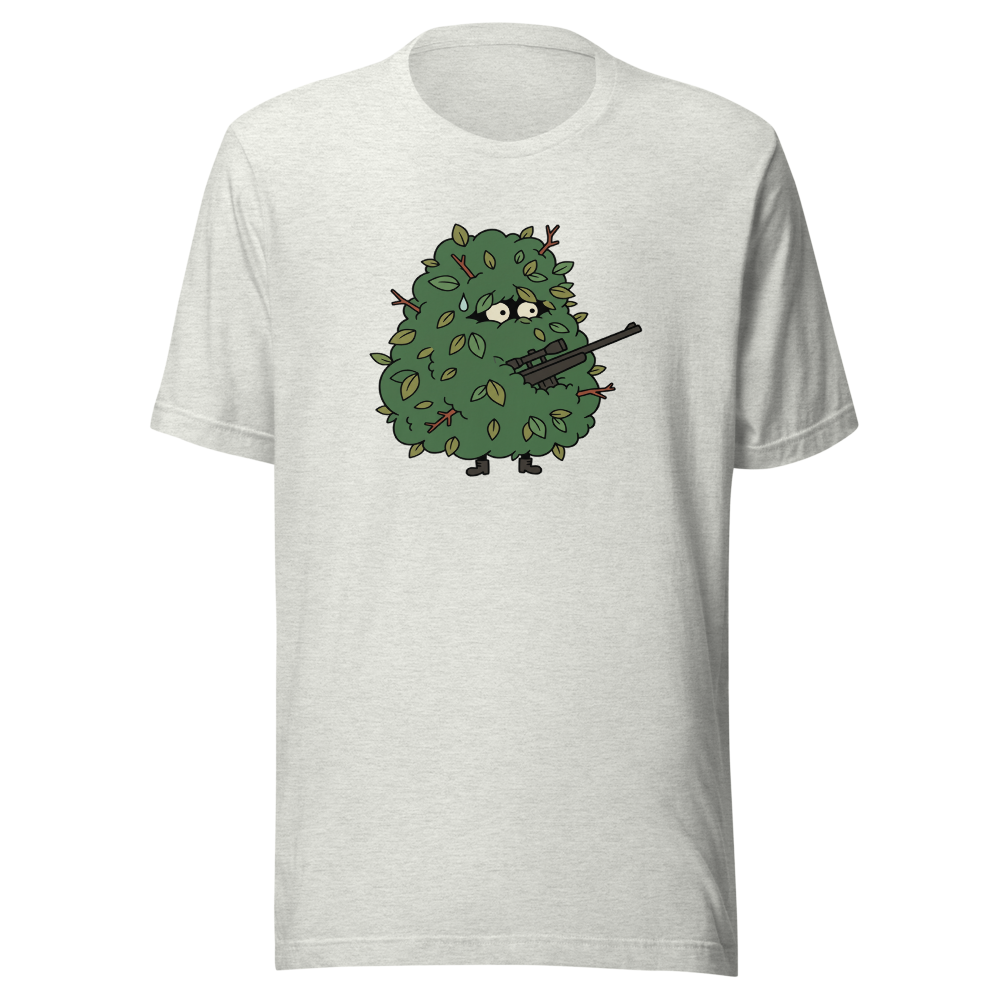 Bush Camper Sniper Battle Royale Gamer Tee — ash front view