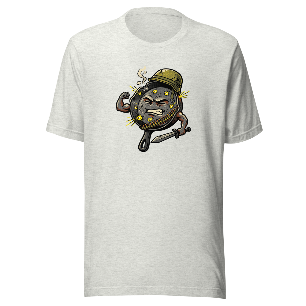 Heroic Skillet Battle Royale Halftone Pop Art Tee — ash front view