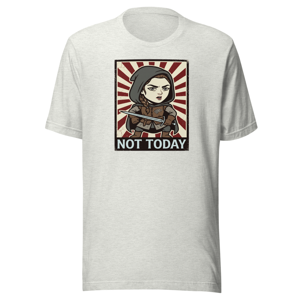 Not Today Hooded Assassin Propaganda Tee — ash front view