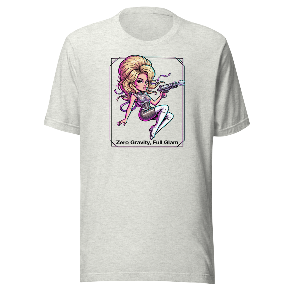 Zero Gravity Full Glam Space Siren Sci-Fi Tee — ash front view