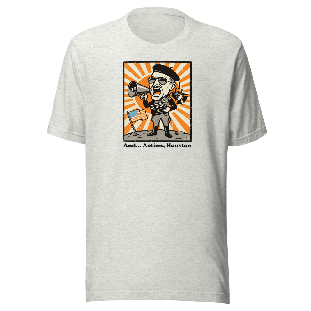Fake Moon Soundstage Auteur Propaganda Parody Tee — ash front view