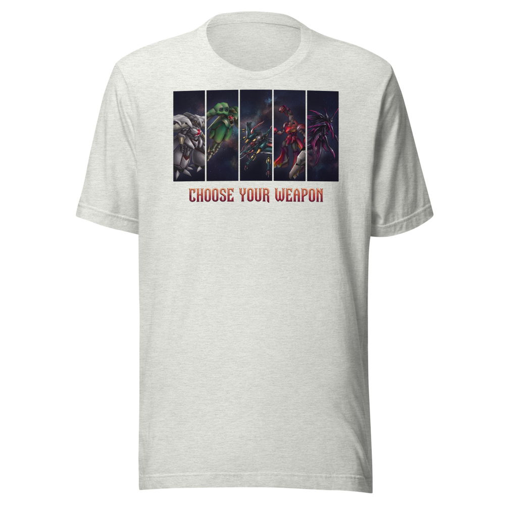 Choose Your Weapon Retro RPG Boss Roster Tee — ash front view