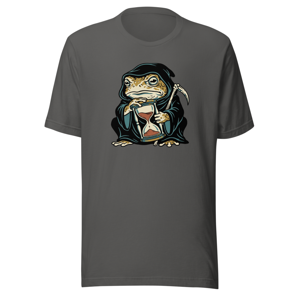 Hooded Toad Reaper Hourglass Macabre Tee — Men's Premium Tee — asphalt front view