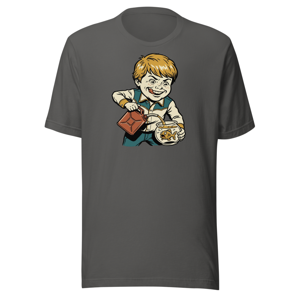 Chaotic Kid Vintage Instructional Pamphlet Dark Humor Tee — asphalt front view