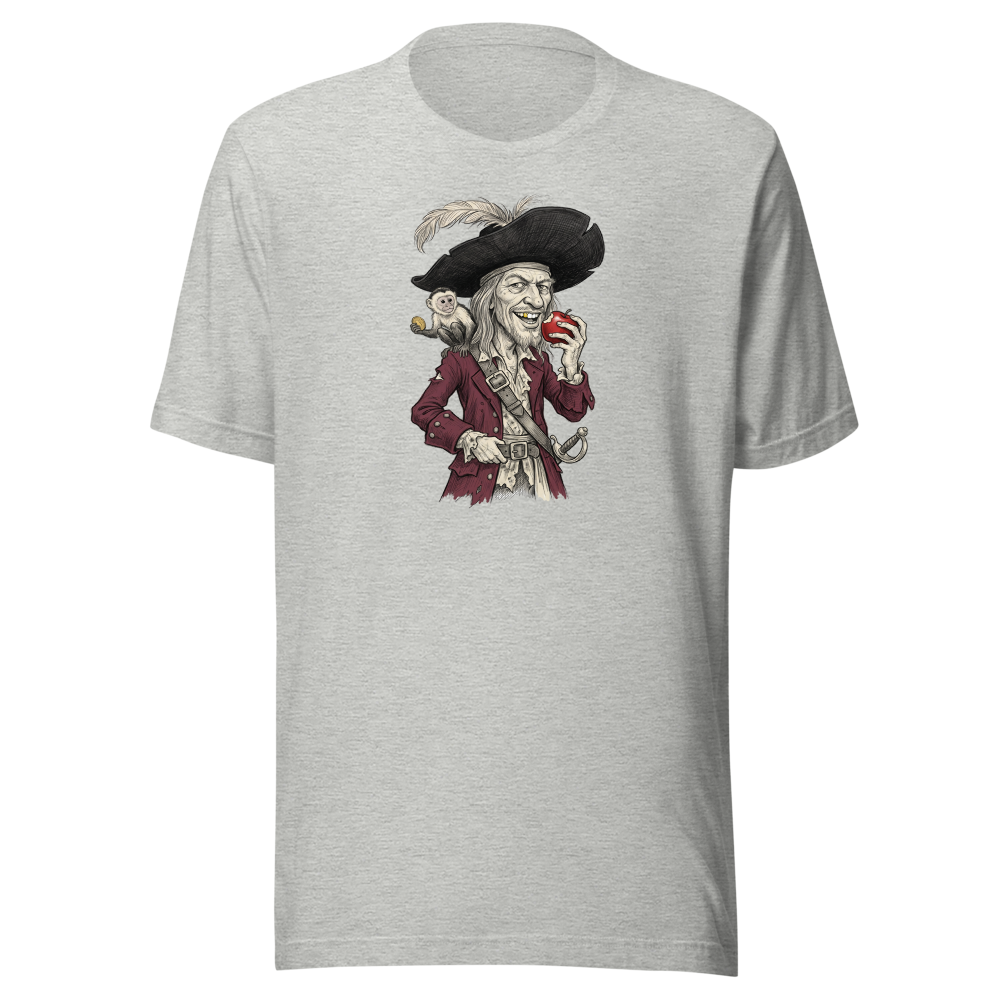 Rogue Pirate Captain Sketch Caricature Tee — Men's Premium Tee — athletic heather front view