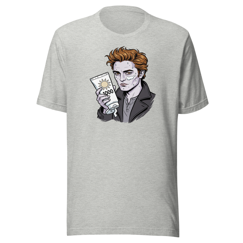 Sparkling Vampire SPF 1000 Sunscreen Parody Tee — Men's Premium Tee — athletic heather front view