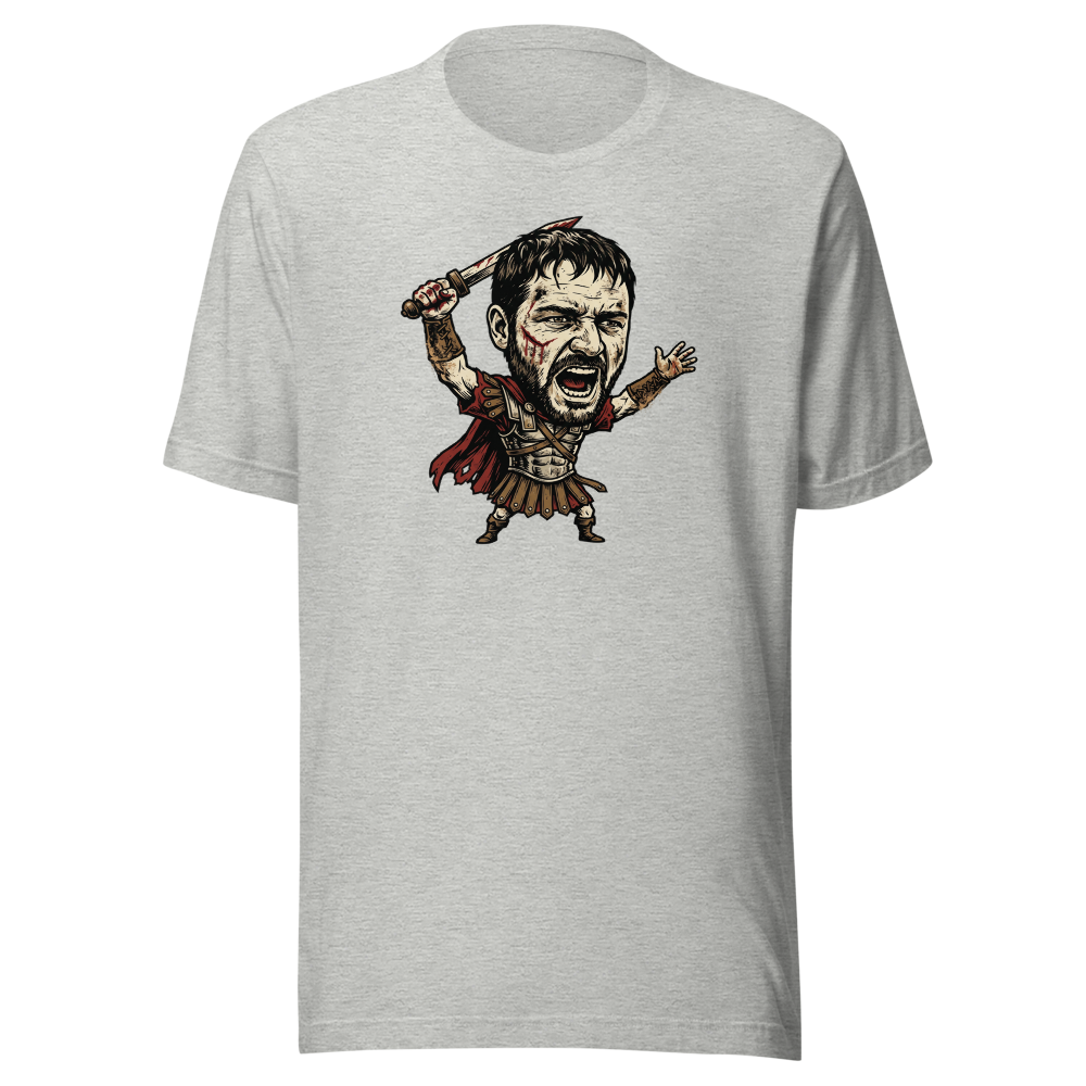 Arena Champion Woodcut Roman Warrior Roar Tee — Men's Premium Tee — athletic heather front view
