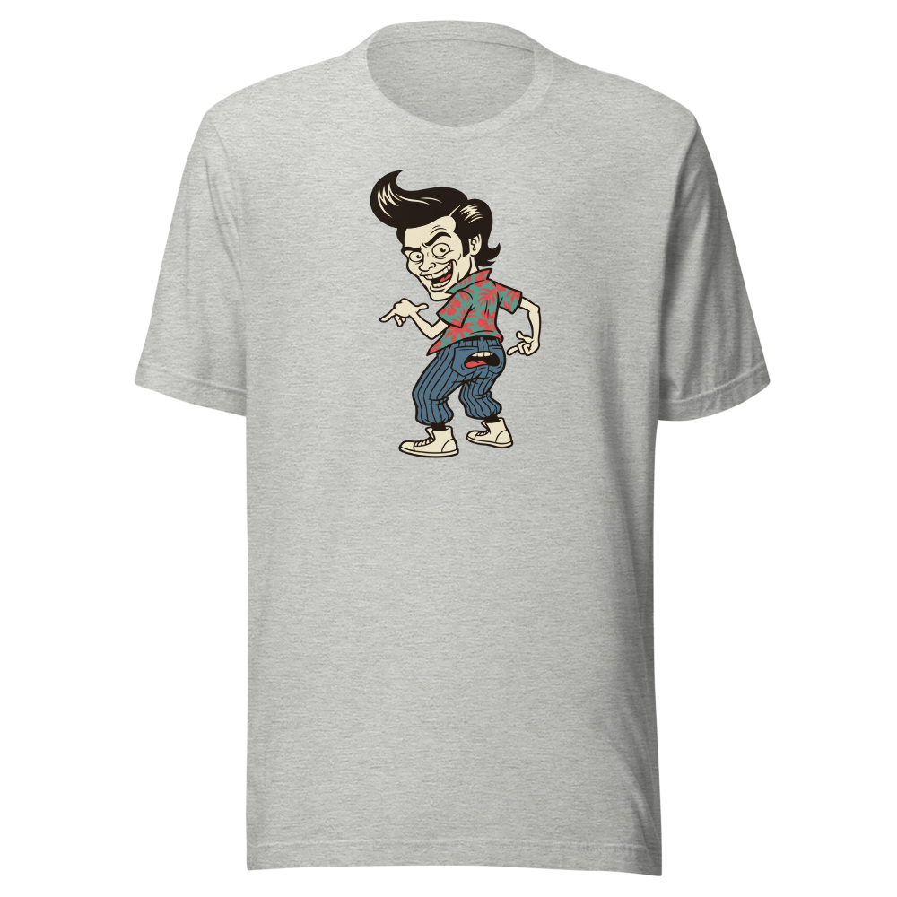 Pet Detective Talking Butt 90s Comedy Parody Tee — Men's Premium Tee — athletic heather front view