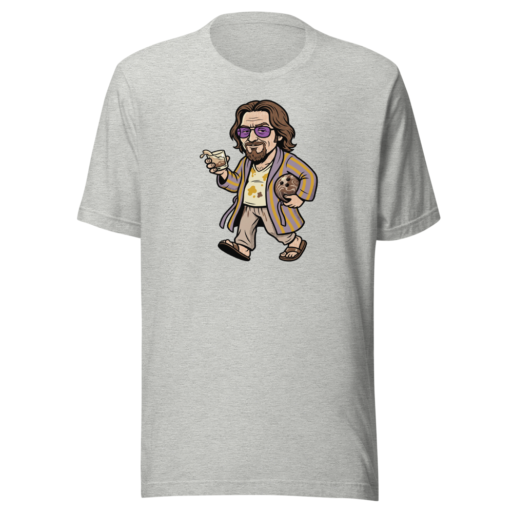 Slacker Bowling Bathrobe White Russian Pop Art Tee — Men's Premium Tee — athletic heather front view
