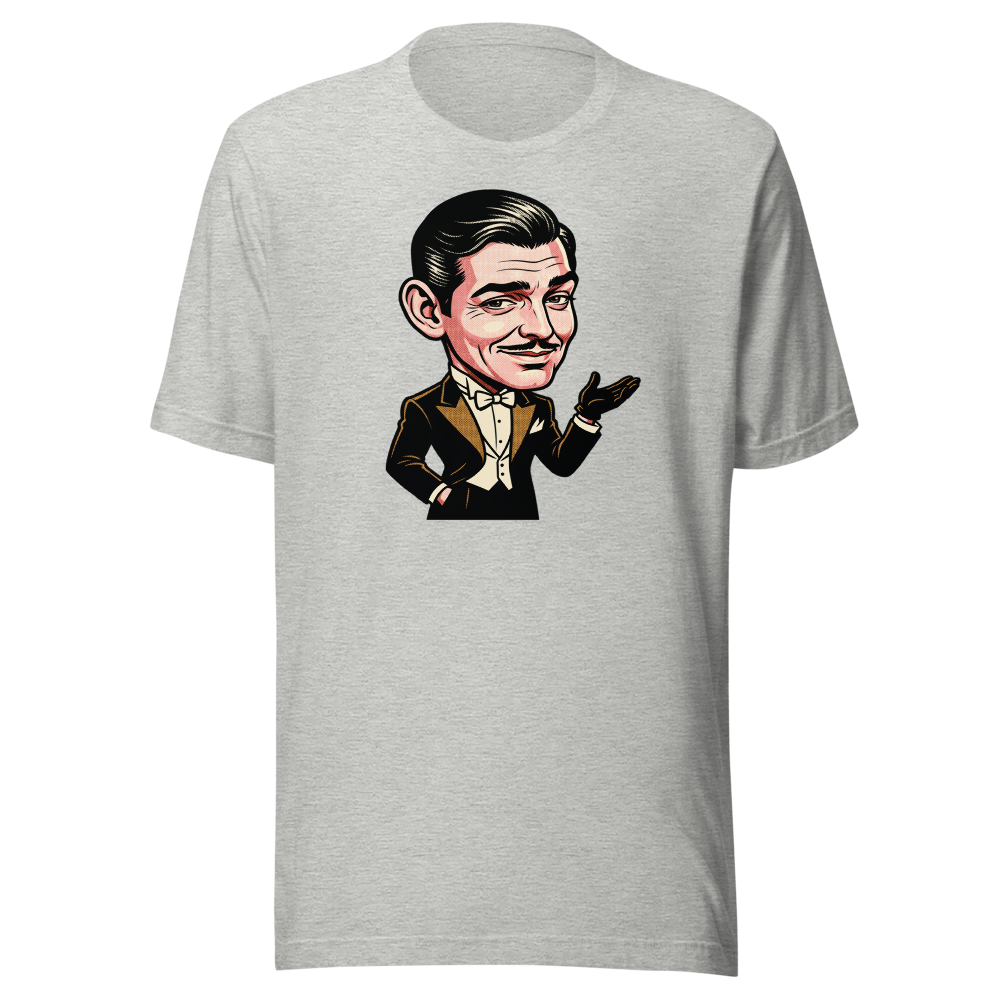Old Hollywood Smirking Gentleman Pop Art Tee — athletic heather front view
