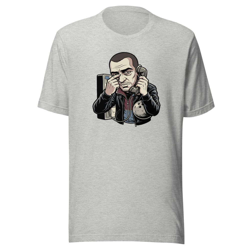 Eastern European Antihero Bowling Payphone Tee — athletic heather front view