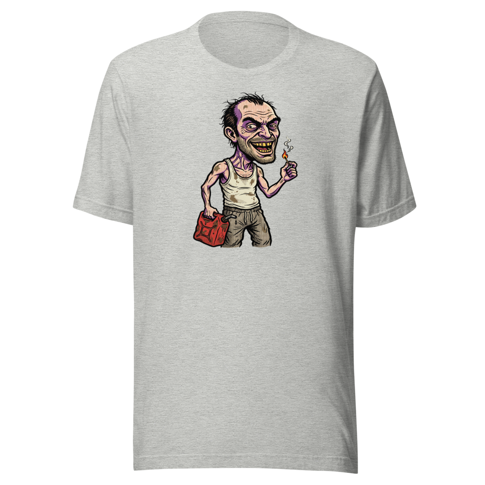 Feral Arsonist Halftone Pop Art Graphic Tee — athletic heather front view