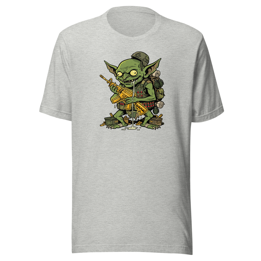 Loot Gremlin Gold Rifle Battle Royale Gamer Tee — athletic heather front view