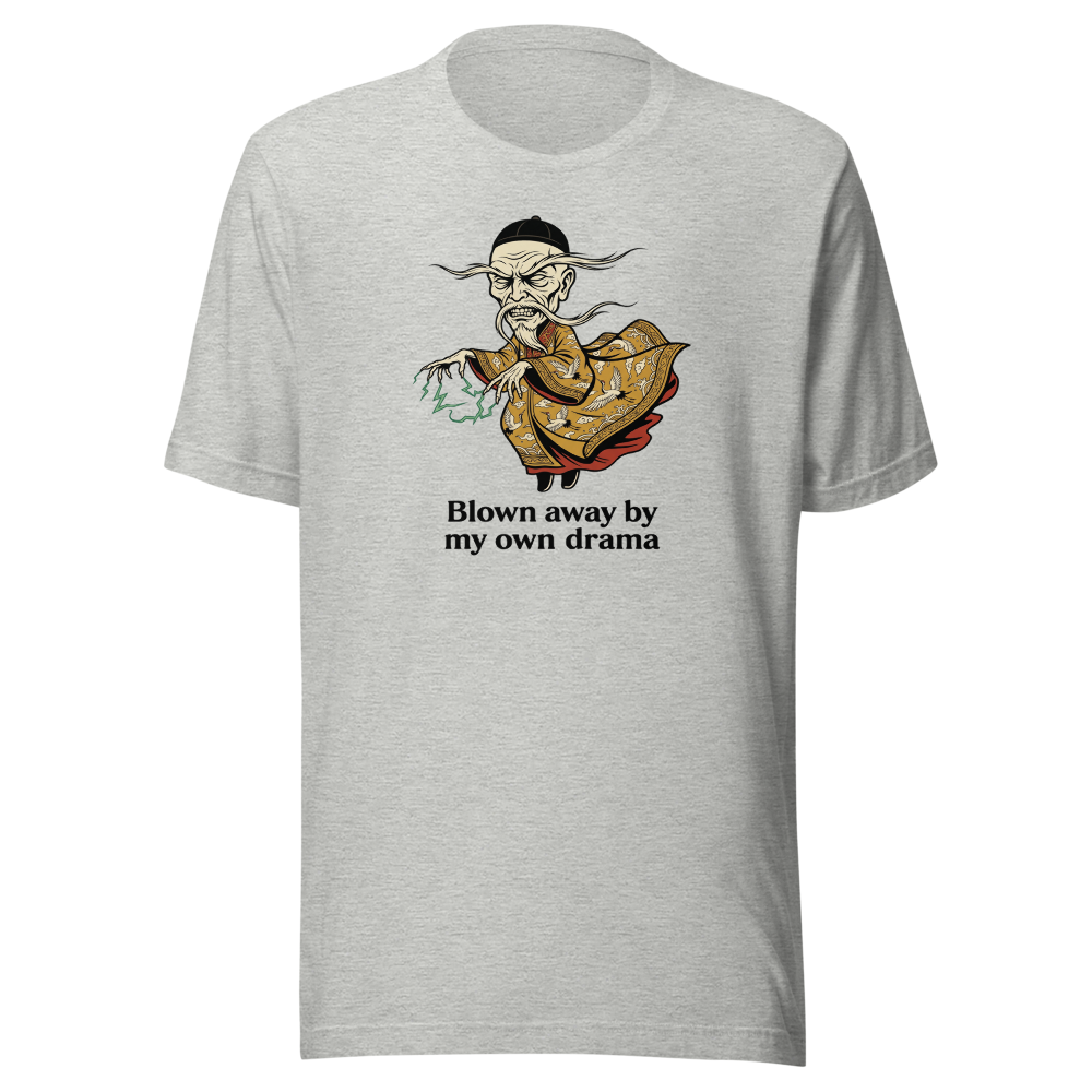 Ancient Sorcerer Vintage Travel Poster Tee — athletic heather front view