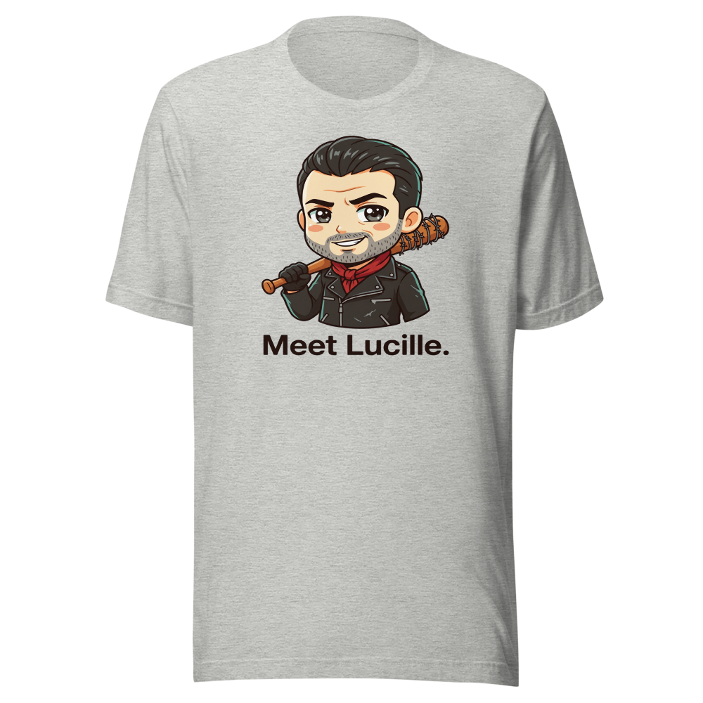 Chibi Apocalypse Villain Barbed Bat Tee — athletic heather front view