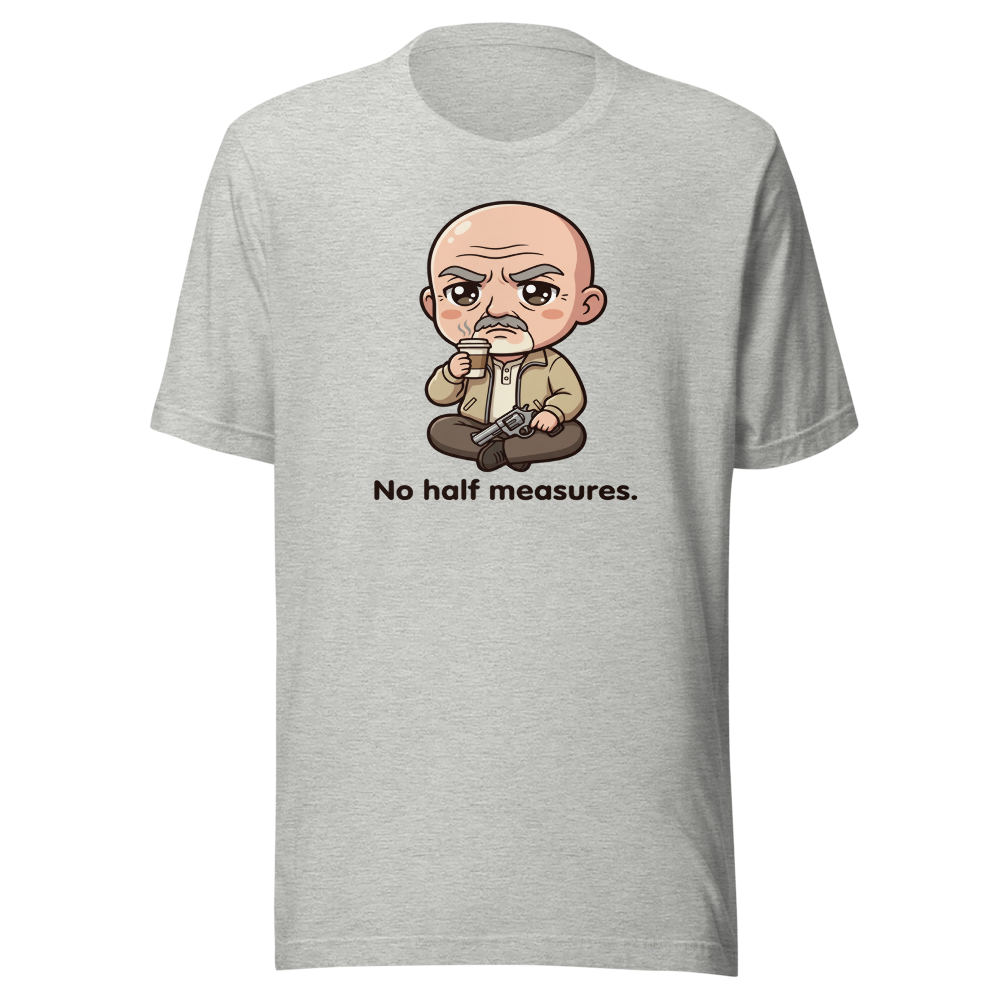 Chibi Stoic Grandpa Hitman Coffee Sipper Tee — athletic heather front view