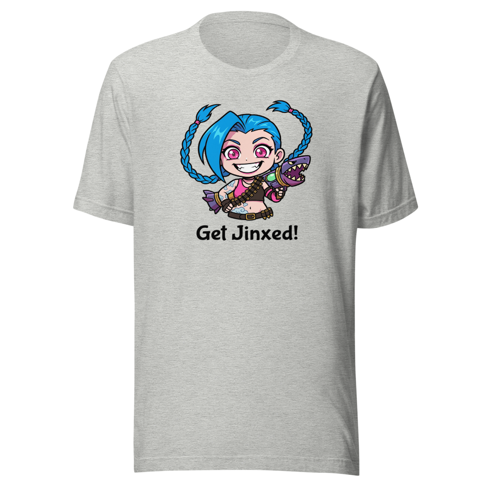 Chibi Gremlin Girl Rocket Launcher Anime Tee — athletic heather front view