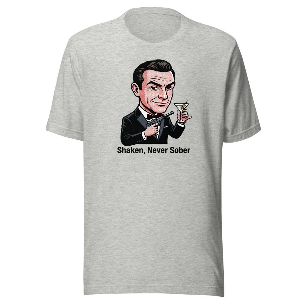 Pop Art Super Spy Martini Tuxedo Tee — Premium Tee — athletic heather front view