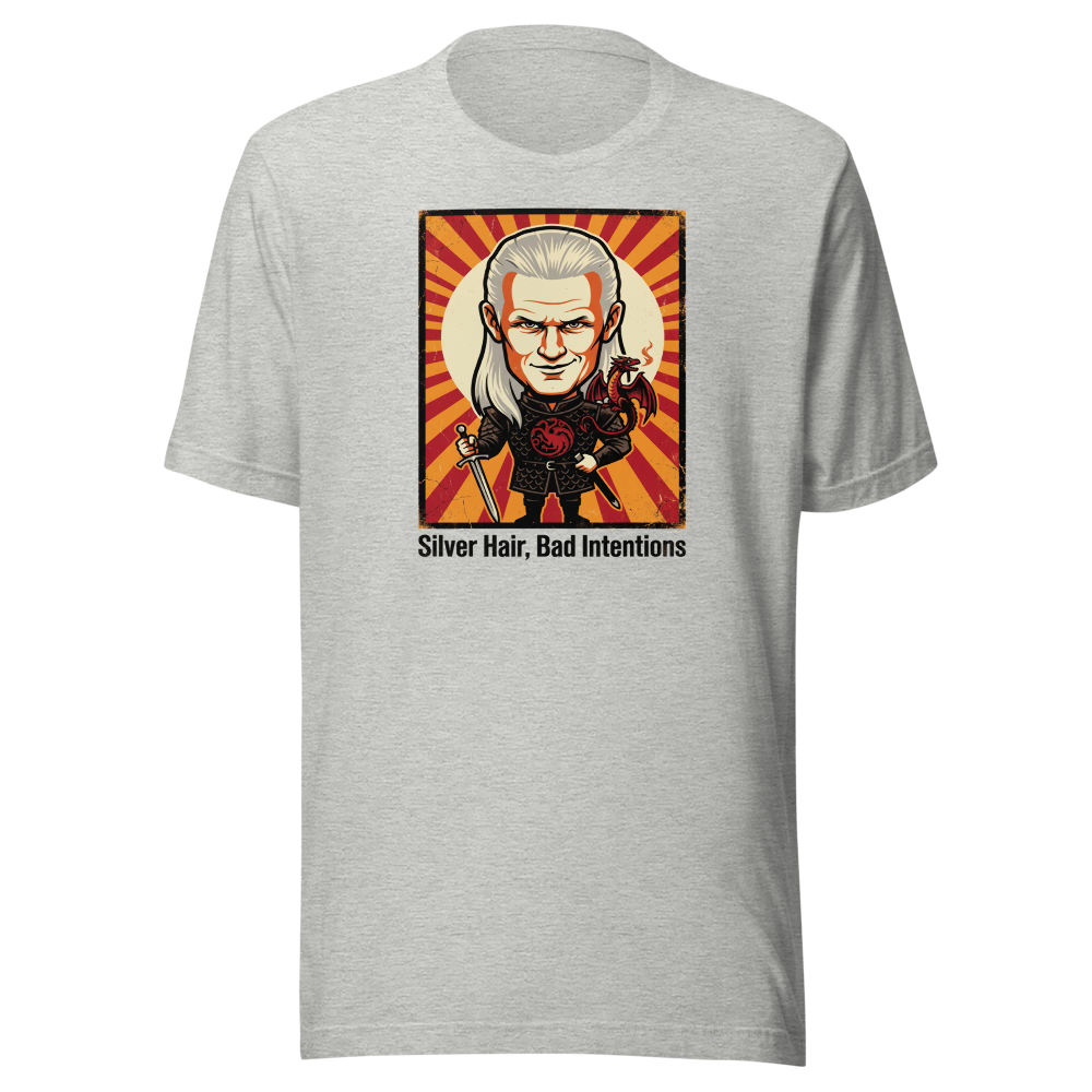 Silver Hair Bad Intentions Rogue Prince Dragon Tee — athletic heather front view