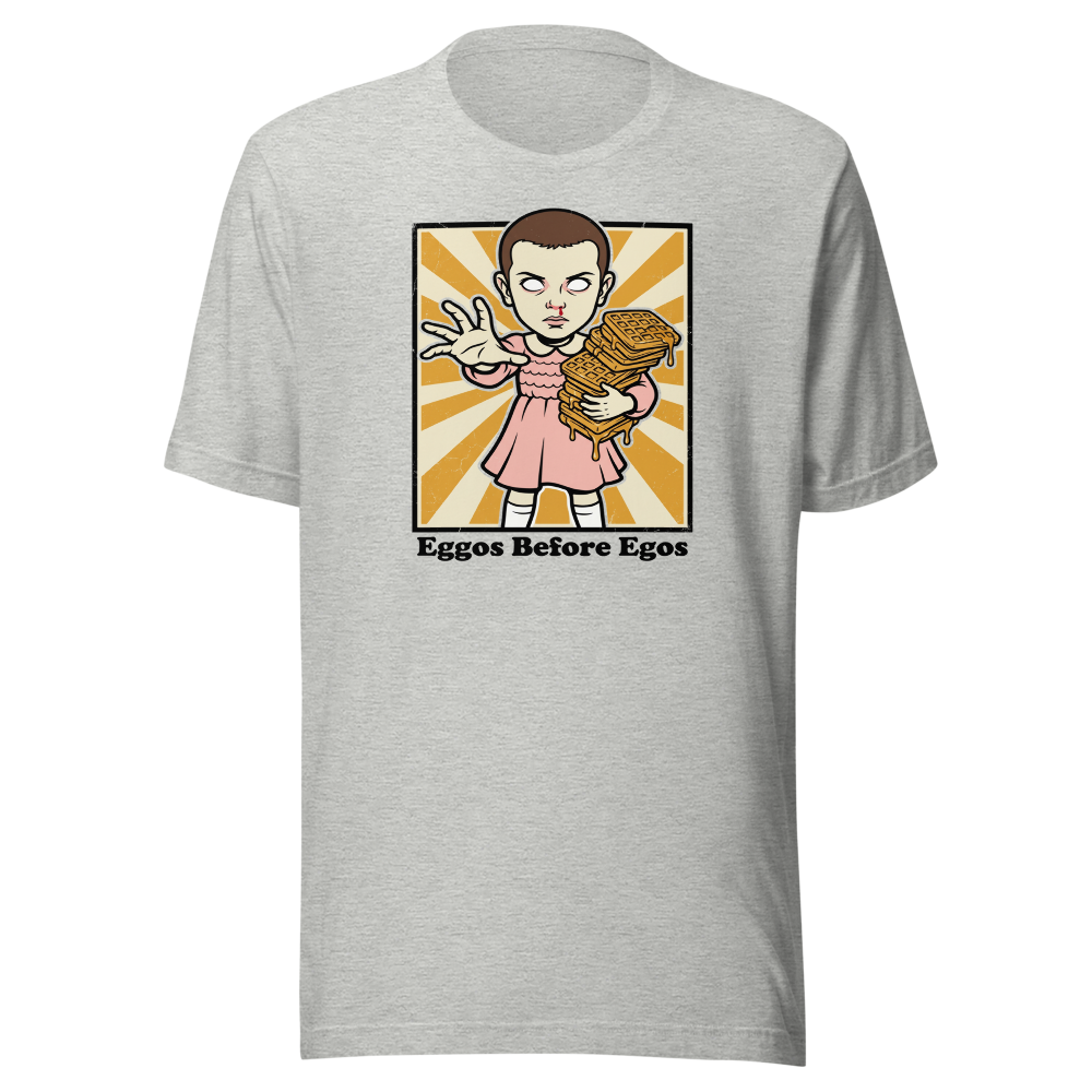 Psychic Waffle Kid Propaganda Screenprint Tee — athletic heather front view