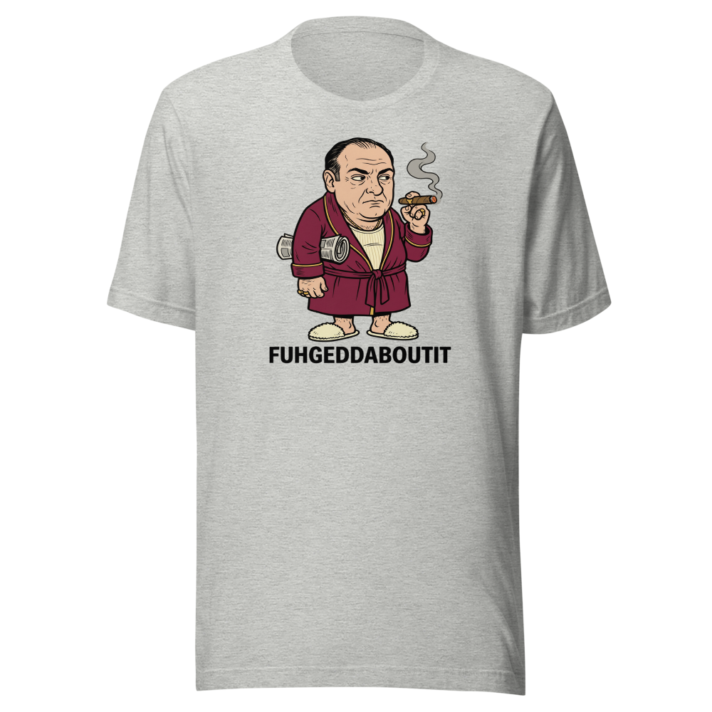 Bathrobe Mob Boss Morning Newspaper Cigar Tee — athletic heather front view