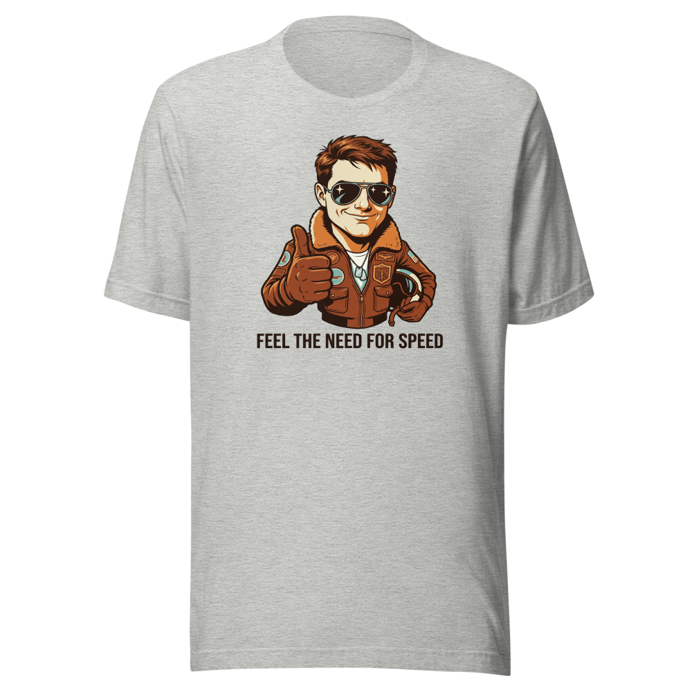 Retro Naval Aviator Need For Speed Travel Poster Tee — athletic heather front view
