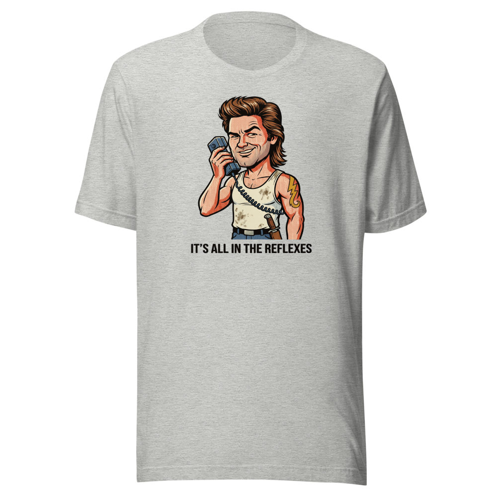 Reflexes Trucker CB Radio Halftone Pop Art Tee — athletic heather front view