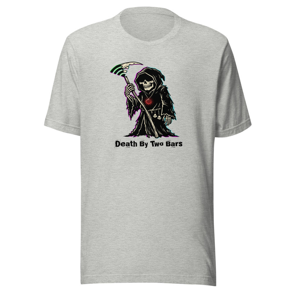 Death By Two Bars Wi-Fi Reaper Punk Gamer Tee — athletic heather front view