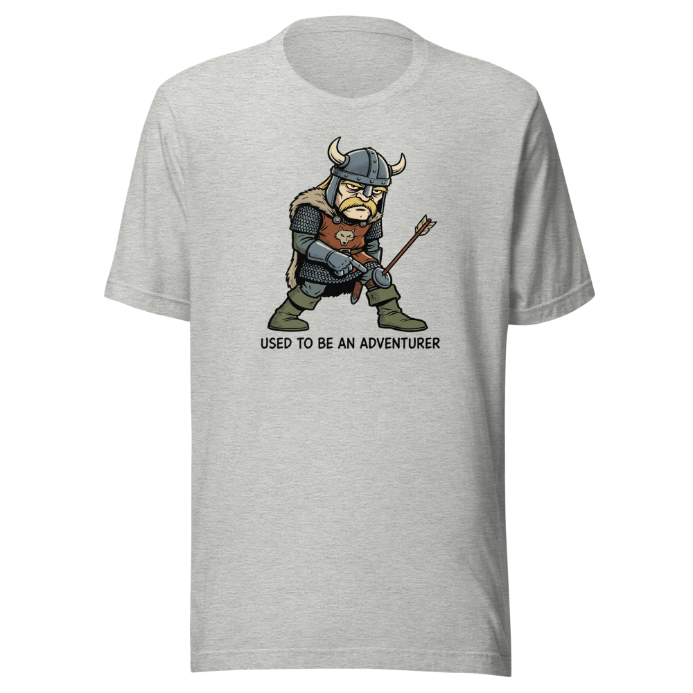 Retired Adventurer City Guard Comic Ink Tee — athletic heather front view