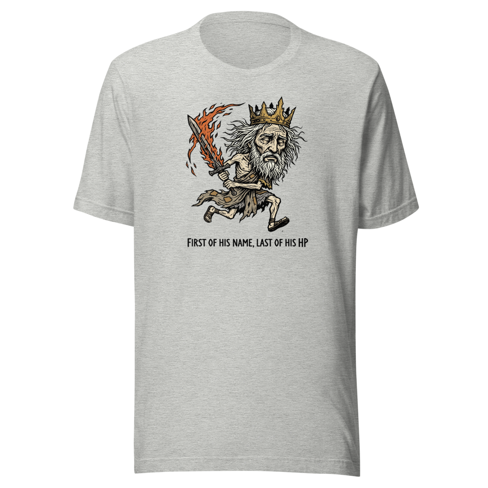 First Of His Name Last Of His HP Boss Tee — athletic heather front view