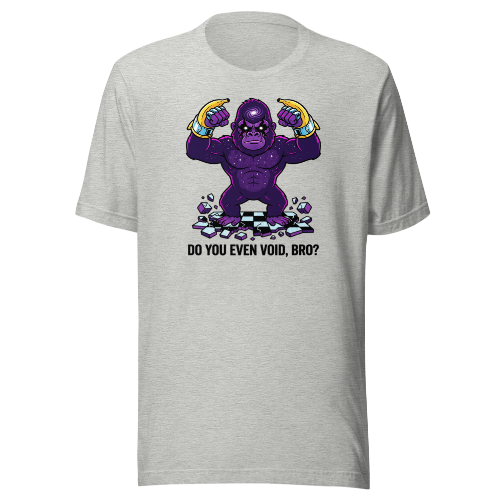 Cosmic Gorilla Boss Halftone Pop Art Tee — athletic heather front view