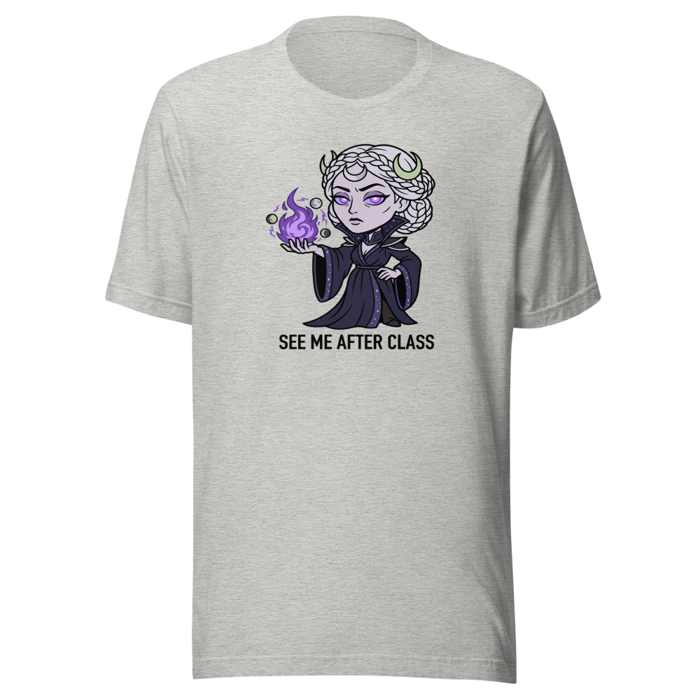 Witch Instructor See Me After Class Spell Tee — athletic heather front view