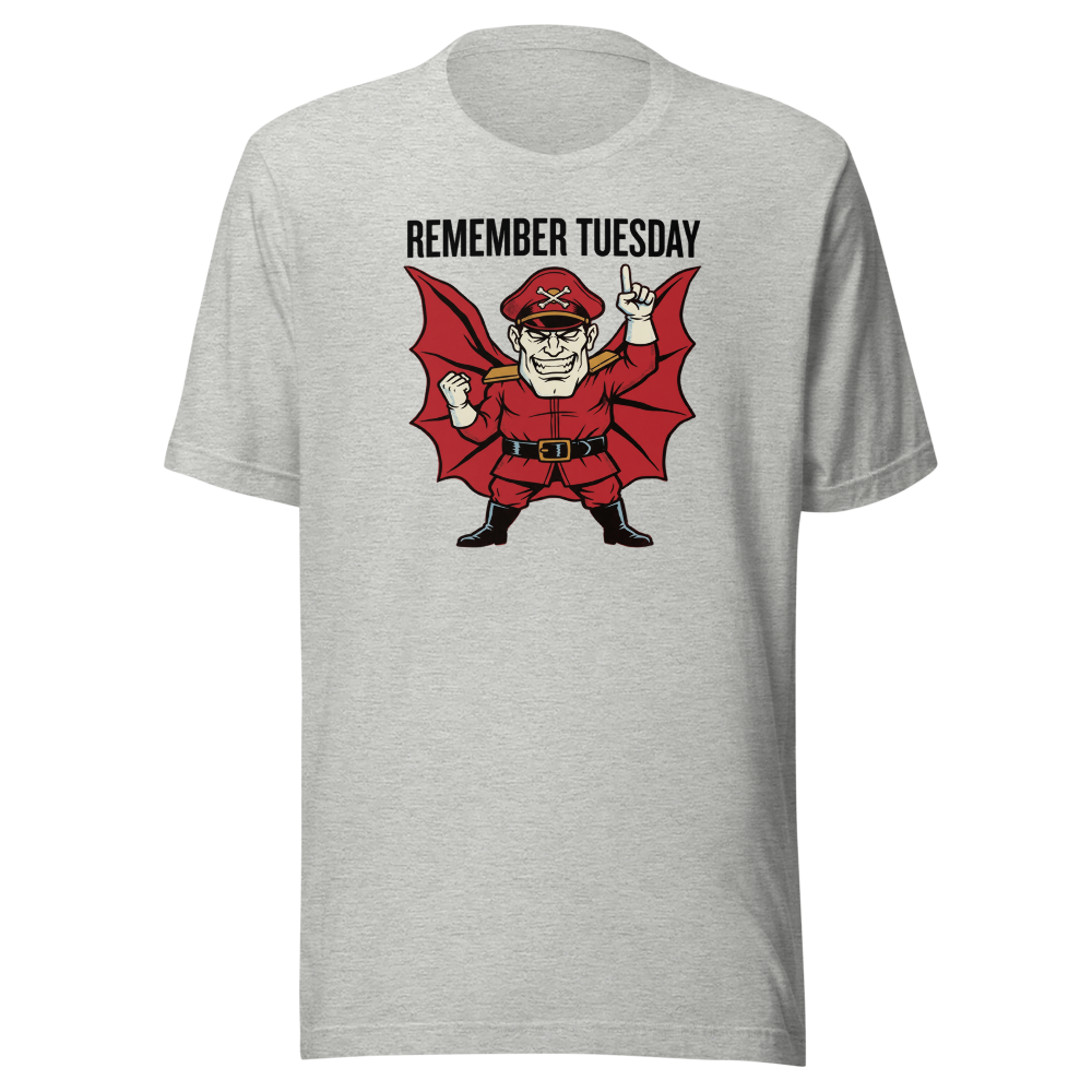 Remember Tuesday Cape Dictator Punk Boss Tee — athletic heather front view