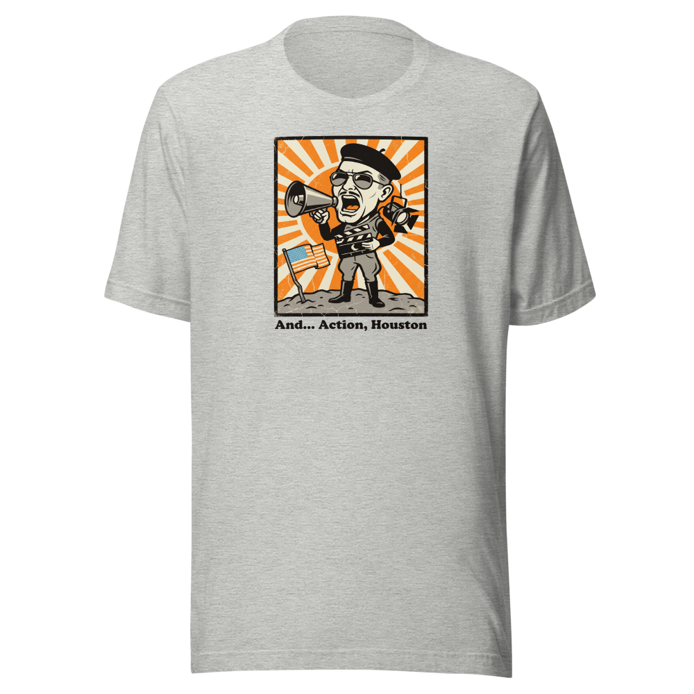 Fake Moon Soundstage Auteur Propaganda Parody Tee — athletic heather front view