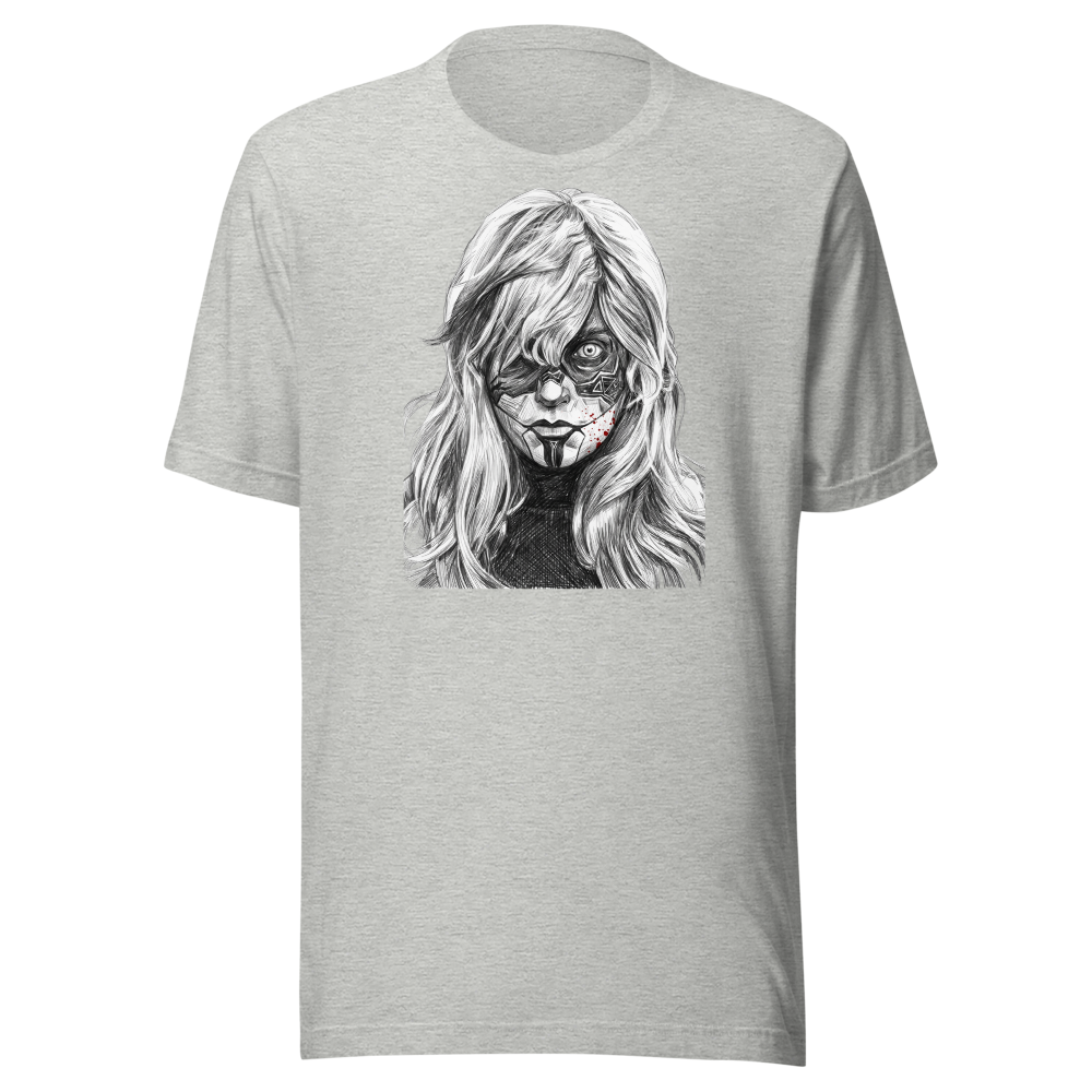 Paintress Graphite Sketch Ritual Warpaint Tee — athletic heather front view