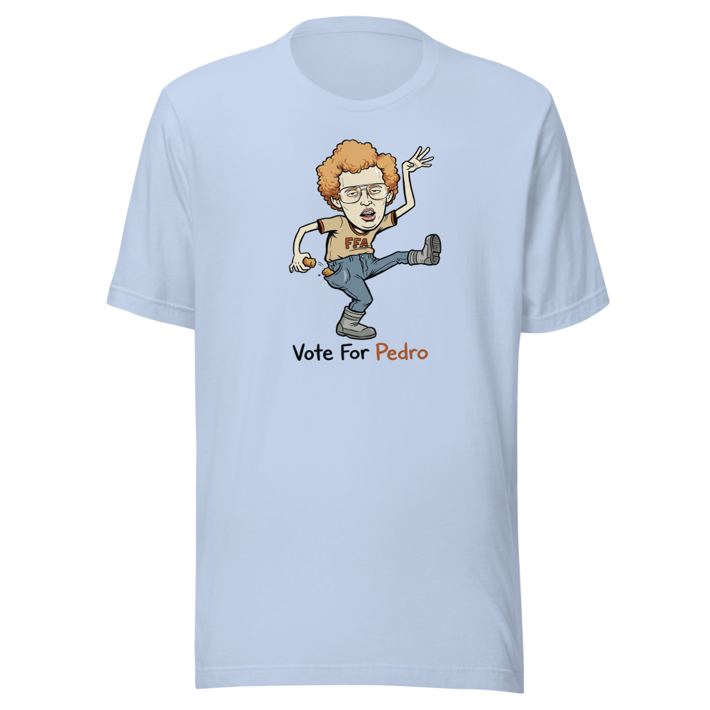 Awkward Dance Nerd Tater Tot Cult Comedy Tee â€” Baby Blue front view