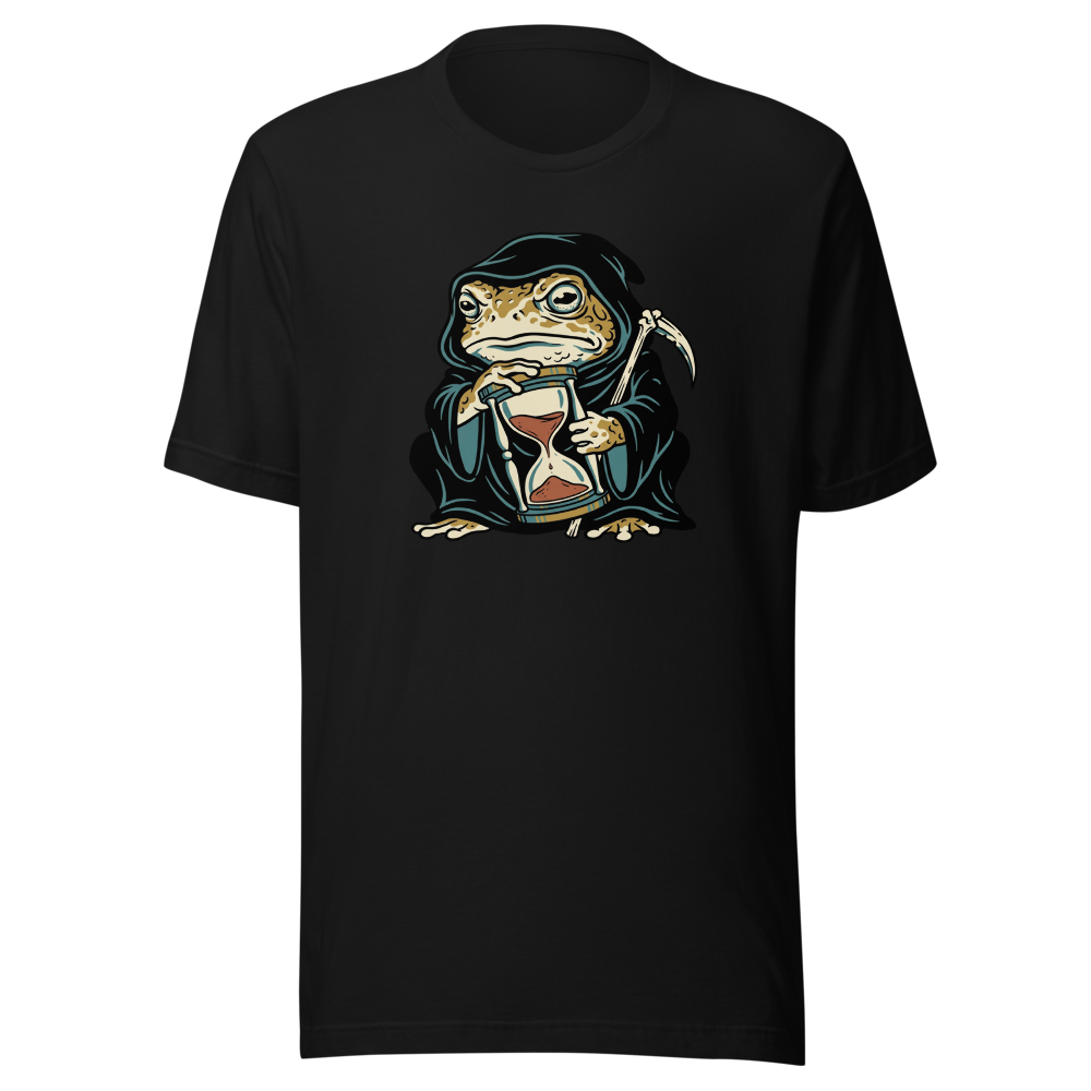 Hooded Toad Reaper Hourglass Macabre Tee — Men's Premium Tee — black front view