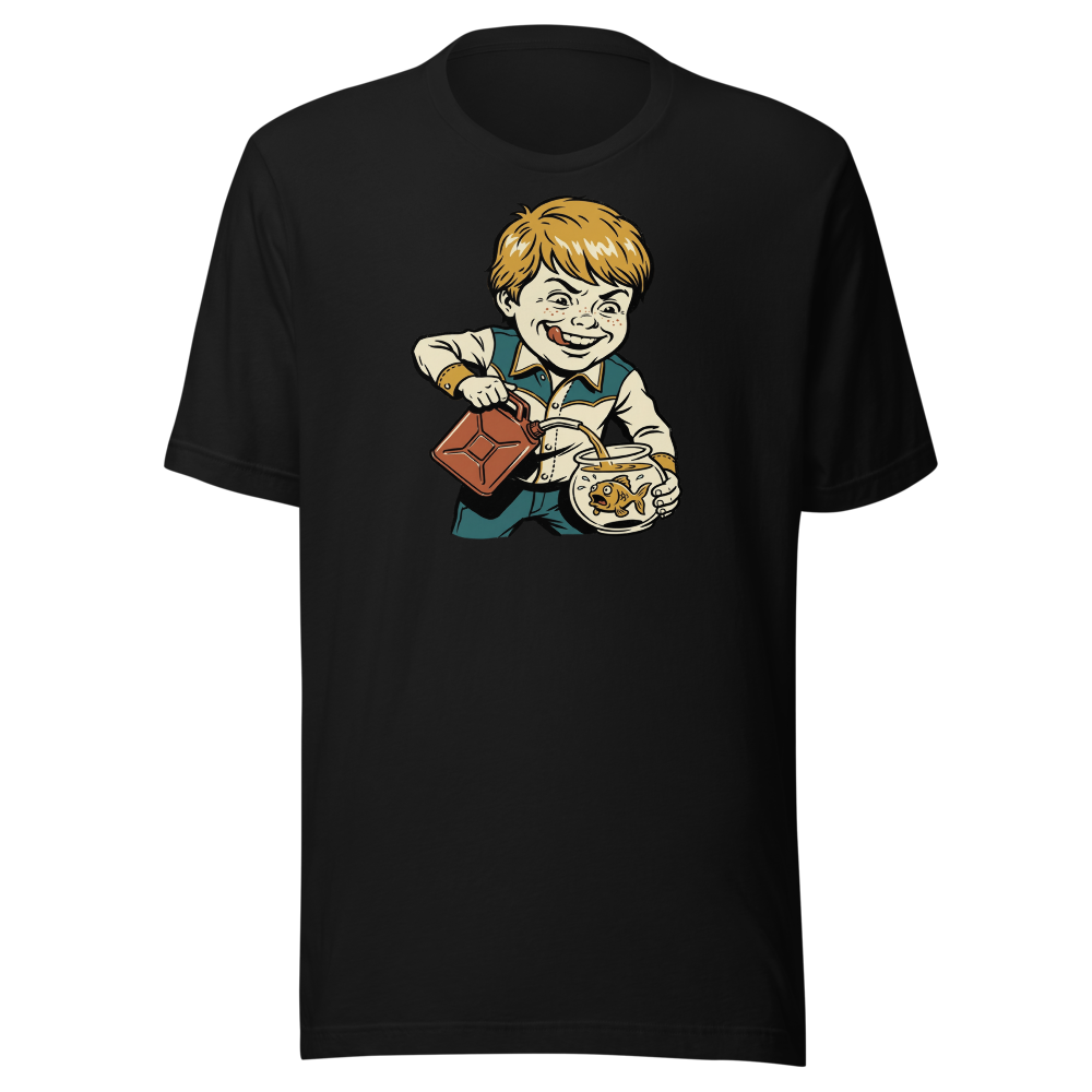 Chaotic Kid Vintage Instructional Pamphlet Dark Humor Tee — black front view