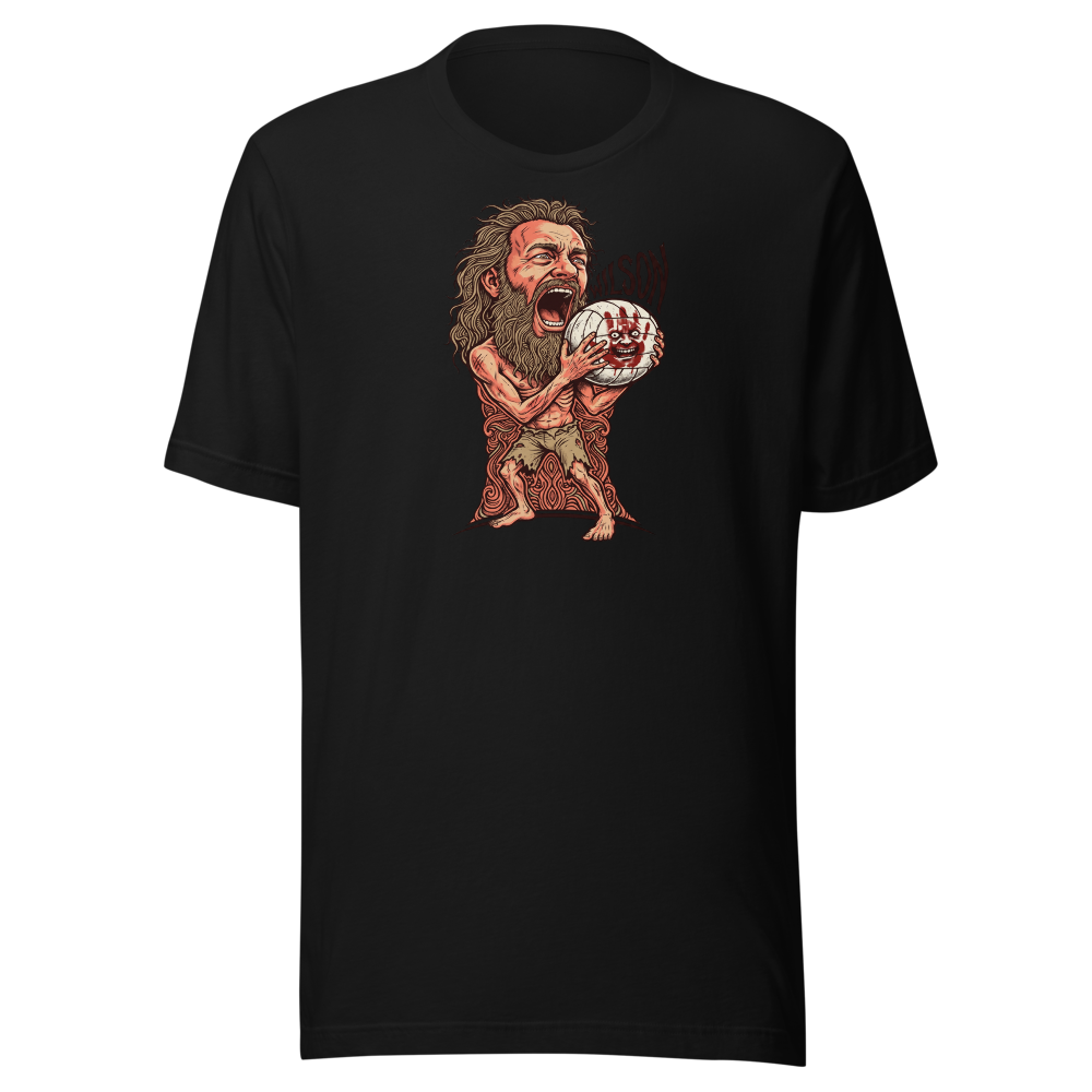 Stranded Castaway Volleyball Scream Gig Poster Tee — Men's Premium Tee — black front view