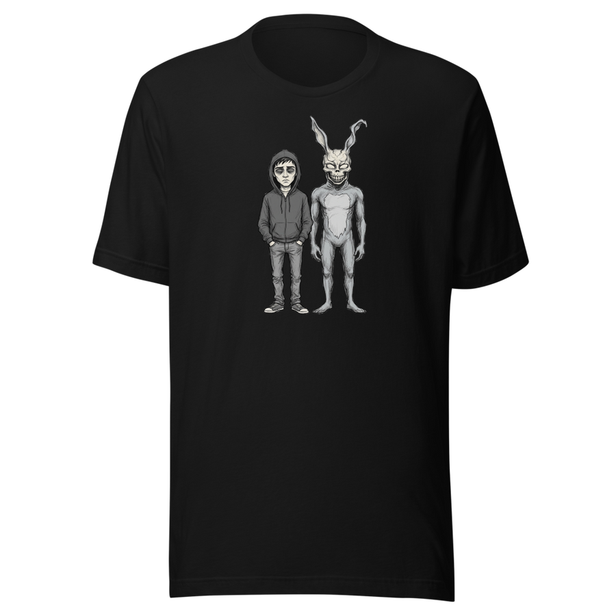 Doomed Teen and Demon Rabbit Sketch Cult Horror Tee