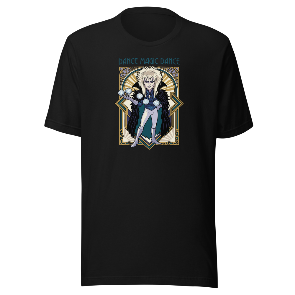 Glam Rock Goblin Wizard Crystal Ball Deco Tee — Men's Premium Tee — black front view