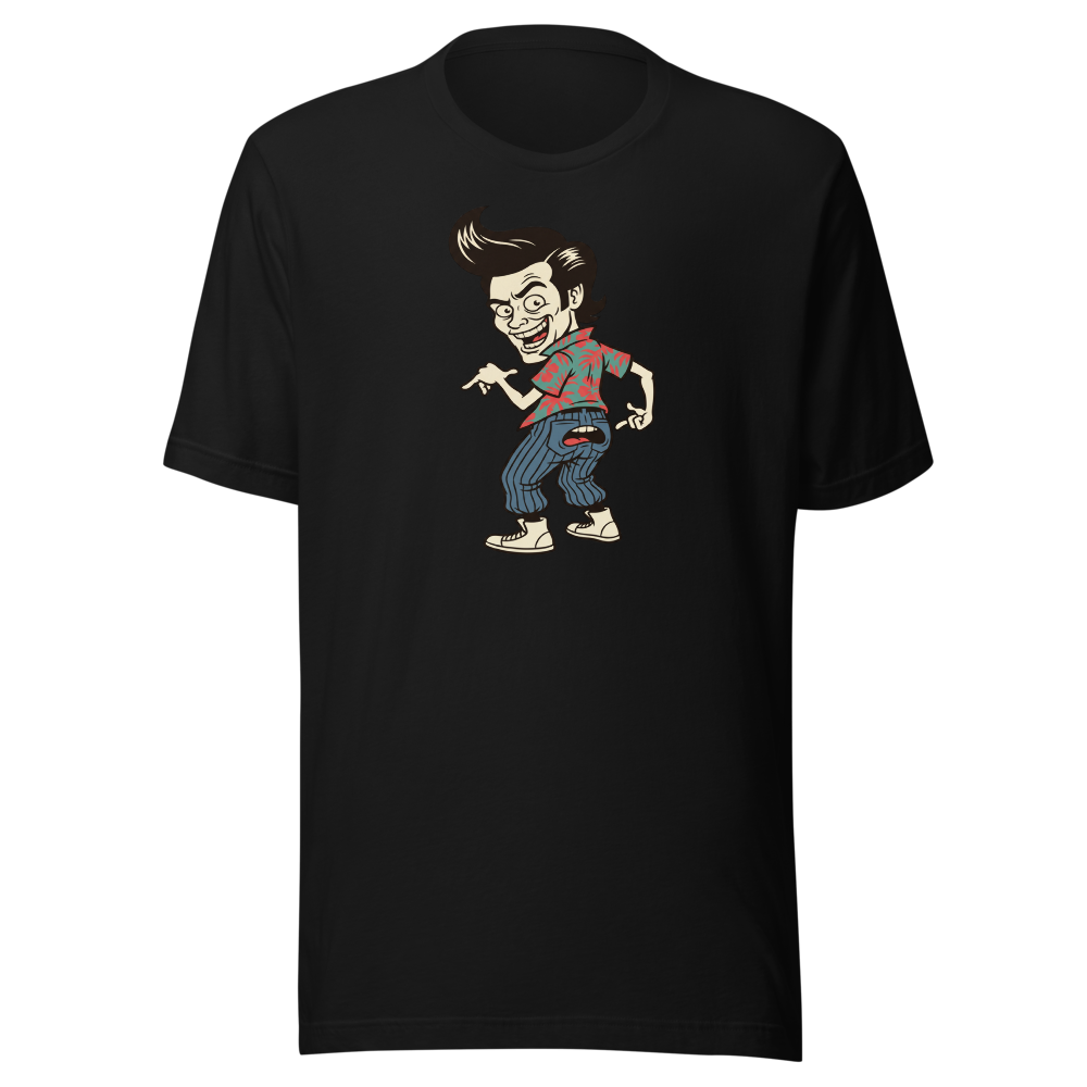 Pet Detective Talking Butt 90s Comedy Parody Tee — Men's Premium Tee — black front view