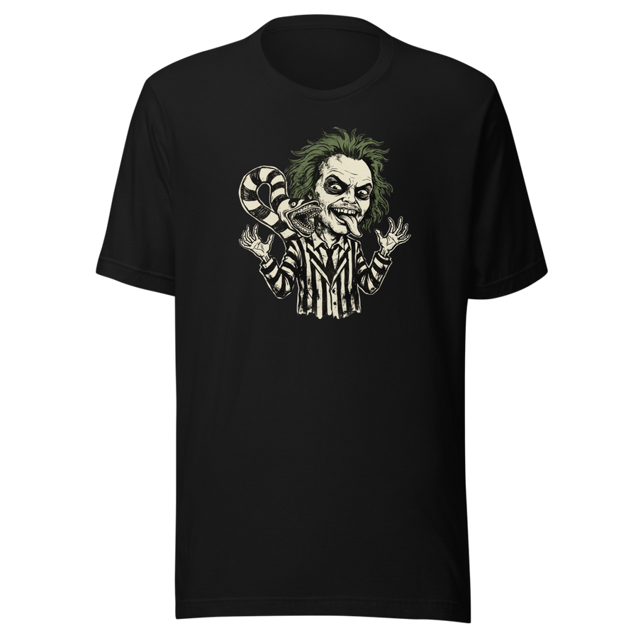 Bio-Exorcist Ghoul Pinstripe Punk Horror Comedy Tee