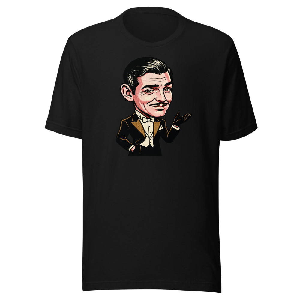 Old Hollywood Smirking Gentleman Pop Art Tee — black front view